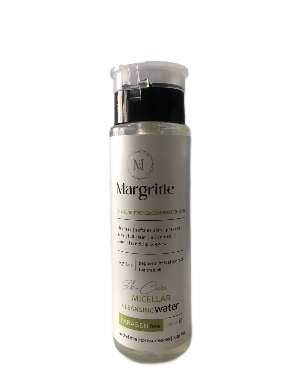 میسلار واتر 3 در 1 پوست چرب، مختلط و مستعد آکنه مارگریت Margritte Micellar Cleansing Water For Oily And Acne Prone And Combination Skin